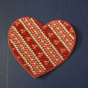3/$10 Handmade Red and Silver Heart Magnet